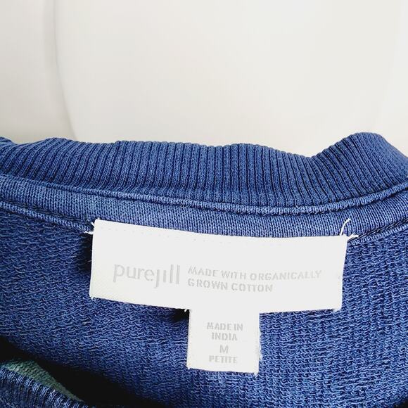 Pure Jill Organically Grown Cotton  BOHO Soft Knit Blue Tie Die Sweatshirt Dress - Picture 2 of 11